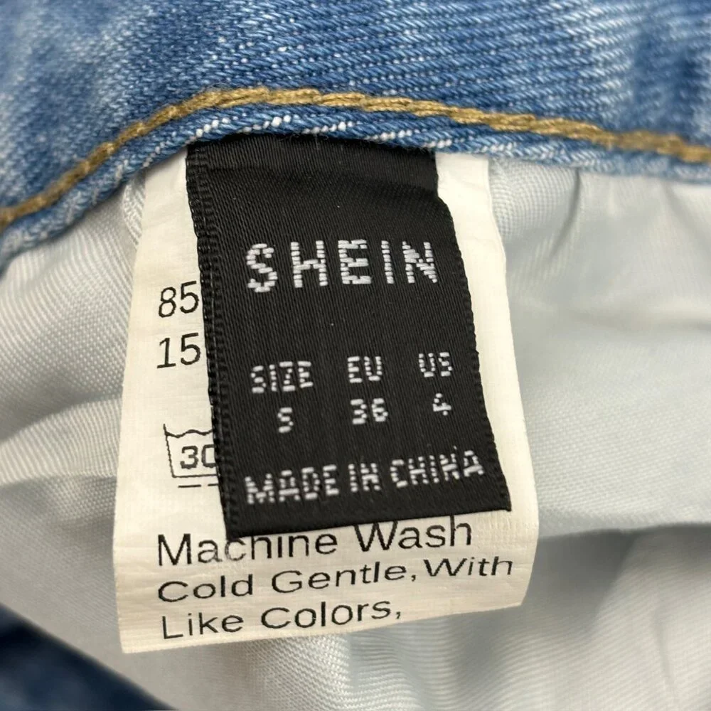 Shein Straight Distressed Women's‎ size 4 Medium Blue Denim Jeans